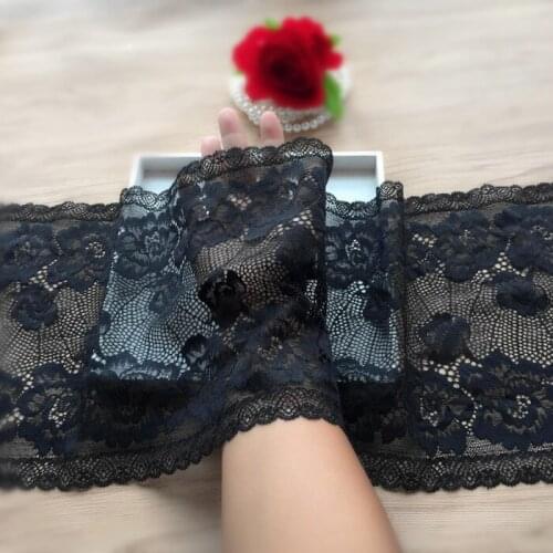 2Meters/lot 22cm widened thick black stretch lace trims upscale skirt clothes with accessories Z1539