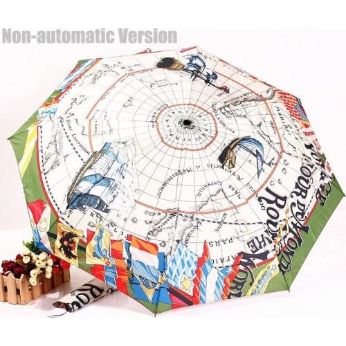 Creation fashion navigation map sun rain anti-uv umbrella adult three folding umbrella stroller outdoor durable free shipping