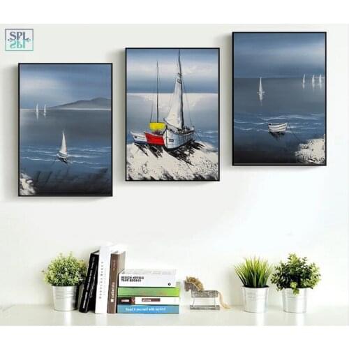SPLSPL Modern Sailing Boat Landscape Decorative Painting Wall Art Print Picture Canvas Painting for Living Room No Frame