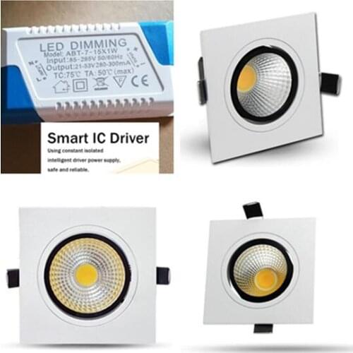 LED Square Down Lights 9W 12W 15W Recessed Dimmable Downlights 110V 220V Spot Indoor Ceiling Home Lighting