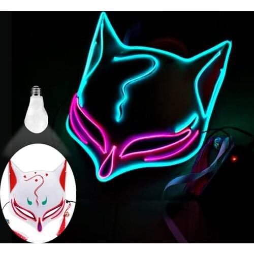 Japanese Style Anime Carnival Masquerade Fox Luminous The Mask Facial Masks Halloween Easter Cospaly Dating Adult Party Masks