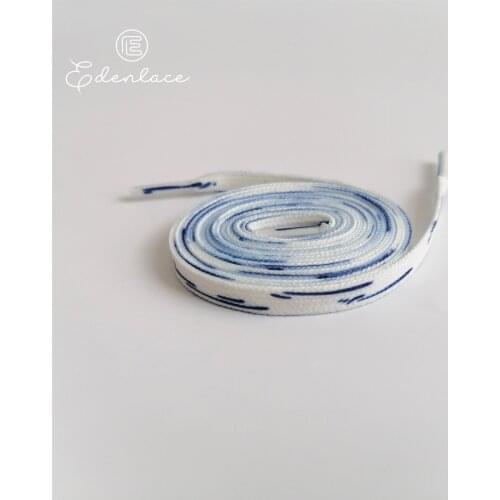 Navy Stripe With White Shoelaces Flat Cotton Graffiti Shoelace Doodling Bootlace For Blazer Sports Shoes Sneakers Shoe Laces
