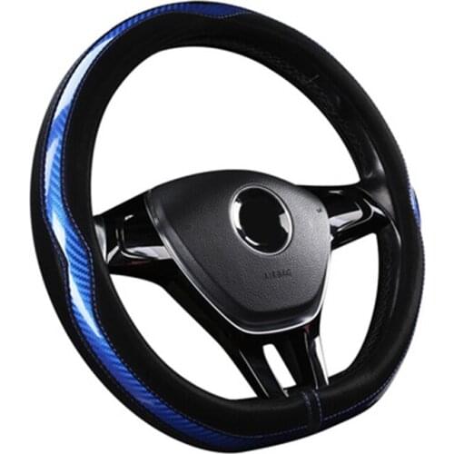 Carbon Fiber Universal Car Steering Wheel Cover 38cm Fashion Non-slip Breathable Steering Wheel Cover Car Interior Accessories