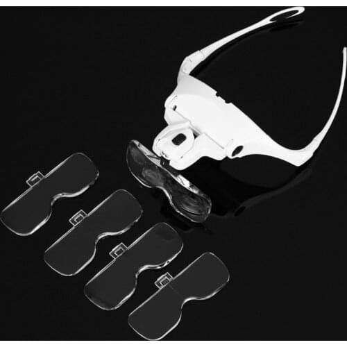 Magnifier Glasses eyelashes accesories Extension LED Light Magnifying Glasses Hand 5 Lenses Magnifier Spectacles tattoo lamps