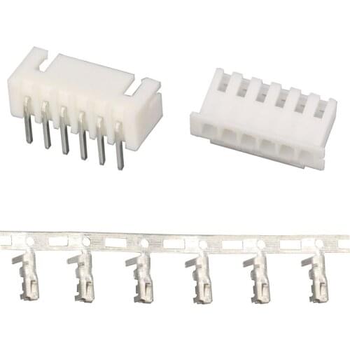 XH2.54-6P 6Pin Curved needle spacing 2.54mm connectors Male and Female Plug + terminals