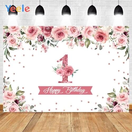 Yeele Happy Birthday Backdrop Baby One Flower Spot Vinyl Background Photocall Photography For Photo Shoot Decor Props Customized
