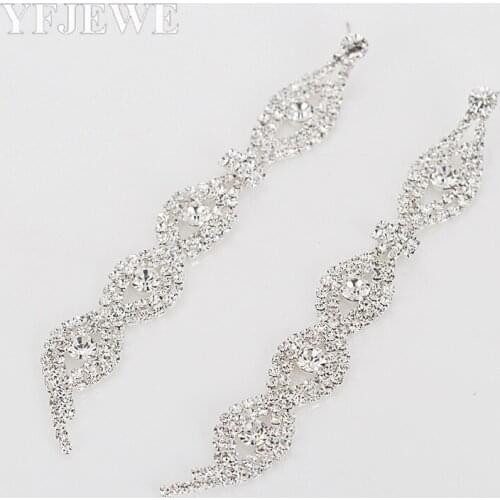 YFJEWE New Rose Gold Long Dangle Earrings for Woman Double Layer Drop Earring Full Rhinestone Paved Female Dangle Earrings