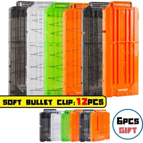 12 Reload Compatible Clip For Nerf Magazine 7.2cm Darts Blasters Replacement Toy Gun Soft Bullets Clips For Nerf Accessories