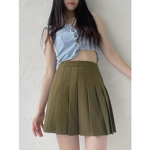 New Summer Harajuku Hot Girl Blue Pleated Skirt Streetwear Fashion Gothic Punk High Waist Mini XS-5XL Skirt