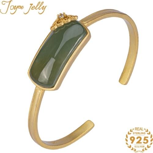 JoyceJelly Trendy Bracelet 925 Sterling Silver Jade Cloud Design Wedding Jewelry for Women Opening Bracelet Party Gift Wholesale