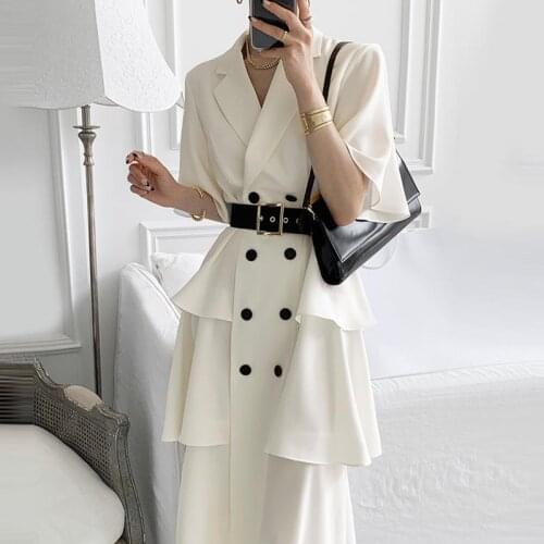 Dress Party 2021 Dresses Women Vintage Elegant A-Line Summer Dress for Women Short Sleeve Butterfly Sleeve French Solid White