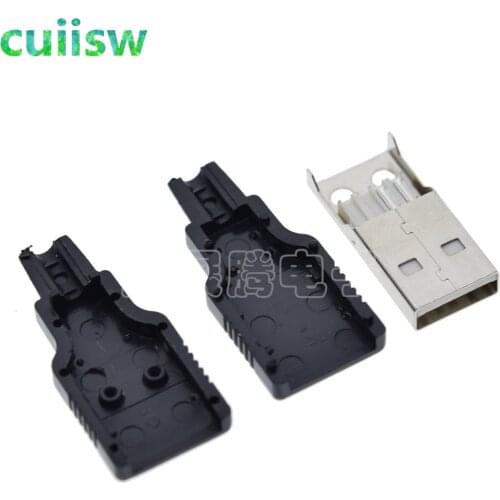10pcs/lot Type A Male USB 4 Pin Plug Socket Connector With Black Plastic Cover