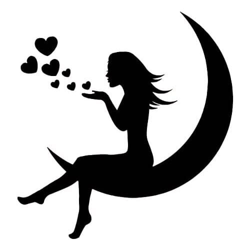 12.9 * 13.6 cm beauty sitting on the moon vinyl sticker Creativity Classic Attractive car accessories Car Sticker