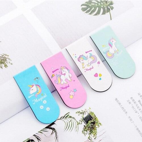2pcs Unicorn Bookmarks Magnetic Girls Kawaii Bookmarks For Book Paper Files Organiser Office School Supplies Creative Staitonery