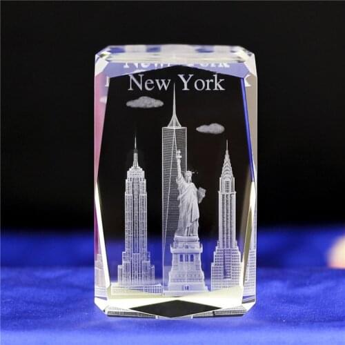 3D Crystal Cube Laser Engraving Building Model Figurines Miniatures Souvenirs Home Decoration Luxury Gifts
