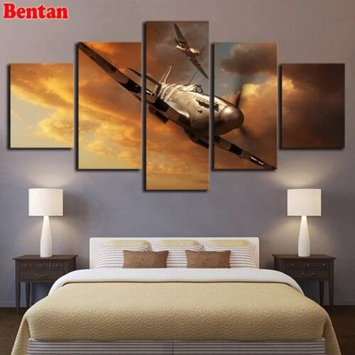 5 Pieces diamond painting aircraft landscapepicture of rhinestone cross stitch kits diamond embroidery mosaic new uniquely gift