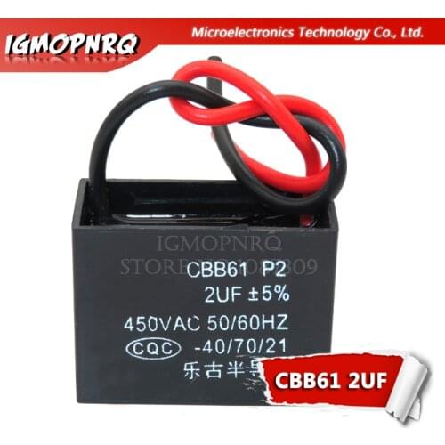 5pcs CBB61 2uf starting capacitance AC Fan Capacitor igmopnrq 450V CBB Motor Run Capacitor