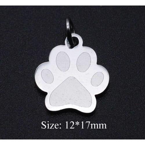 5pcs/lot 100% Stainless Steel Pet Dog Cat Paw DIY Pendant Charms For Jewelry Making Never Tarnish