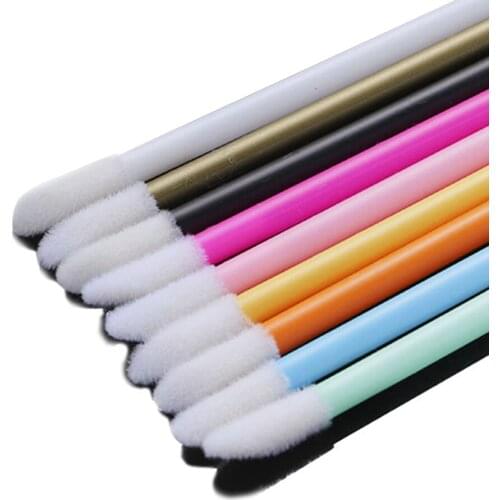 50 Pcs/Lot Disposable Lips Brush Portable Hollow Rod Lipstick Brush Flocking Lip Gloss Brush Cotton Tip Makeup Beauty Tools