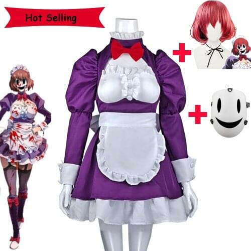 Anime High-Rise Invasion Maid-fuku Kamen Cosplay Zerochan Tenkuu Shinpan Women Maid Cosplay Tsuina Miura Lady Costume Mask Wigs