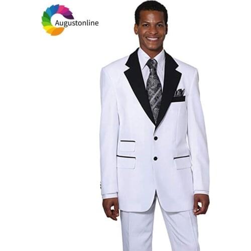 Custom Made White Slim Fit Wedding Groom Tuxedo Burgundy Groomsmen Suit 2Piece Prom Wear Man Blazer Jacket Pants Costume Homme