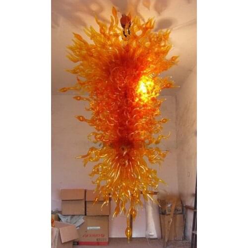Large Hotel Decor Hand Blown Murano Glass Gold Yellow Colored LED Luxury Chandelier