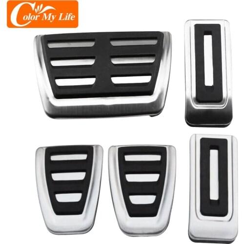 Color My Life 1 Set Stainless Steel AT MT Pedal Mat Kit for For VOLKSWAGEN Vw Multivan T5 T6 Caravelle T6 Parts Gas Brake Pedals