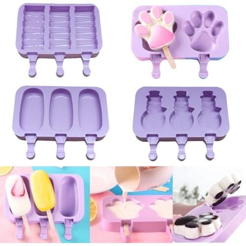DIY Ice Cream Molds Cute Irregular-Shaped Multiple Grids Silicone Mould with Sticks for Ice Cream Chocolate Ice-lolly (Purple)