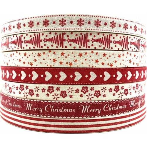 5Yards 15mm Cotton Ribbon Printed Cotton Ribbons For Wedding Christmas Decoration DIY Sewing Fabric