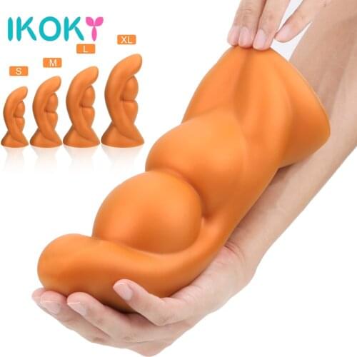 IKOKY Soft Huge Anal Plug Big Butt Plug Beads Anus Expansion Stimulator Prostate Massage Erotic Anal Sex Toys For Woman Men