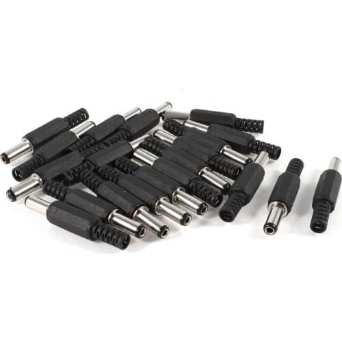 IMC Hot 20 Pcs Black 2.5mm x 5.5mm DC Power Male Plug Jack Adapter