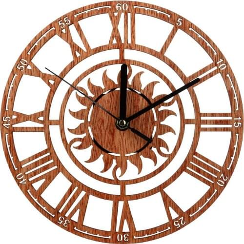 Creative Retro Wooden Wall Clock Living Room Bedroom Wall Clock