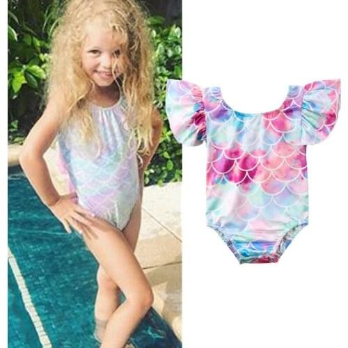 Kids Baby Girl Childrens Colorful Scale Swimsuit Romper Swimwear Bikini Set Bathing Suit Clothes Summer Hot Lovely