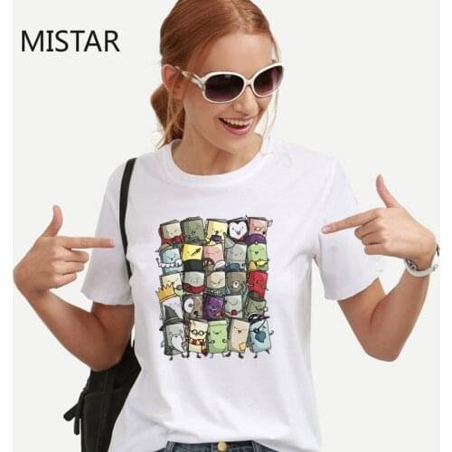 Cute Cartoon image Printed Women t shirt Short sleeve Casual White t-shirt Womens clothing Summer Harajuku t-shirt tops Tee