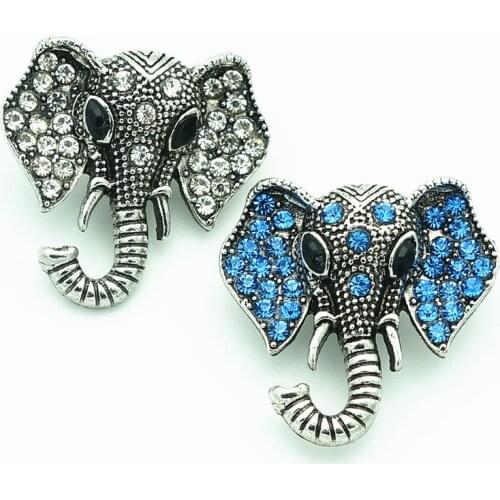 Fashion beauty Rhinestone Lovely elephant 20MM metal snap buttons fit DIY 18mm snap jewelry wholesale KZ1496