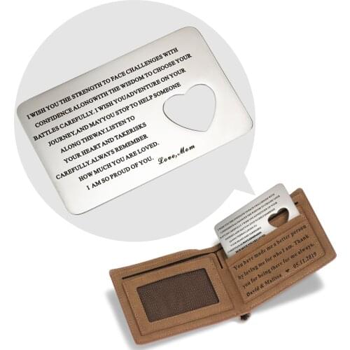MYLONGINGCHARM Free Engraving your message-Custom Wallet Insert Souvenir Gifts Personalized Fathers day Gifts G3383