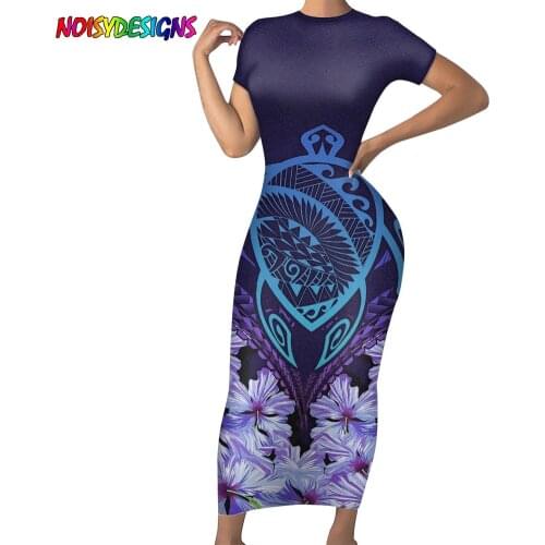 NOISYDESIGNS Office Ladies Dress Elegant Pencil Dresses Women 2021 Summer Vestidos Femme Polinesian Turtle Design Woman Dresses