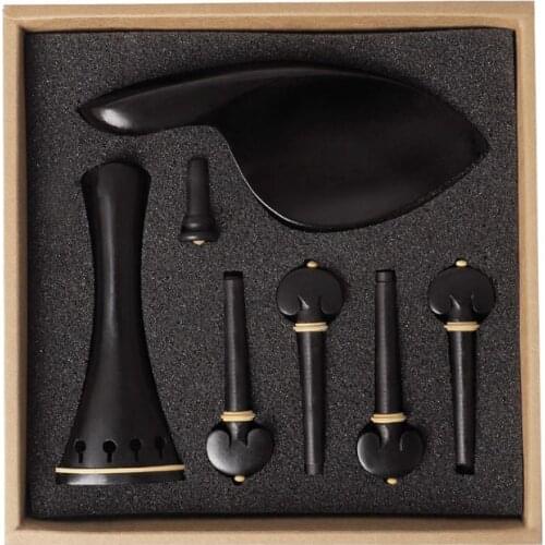 918E 1set Violin Kit Accessories 4/4 Ebony Violin Tailpiece Peg Chin rest Fine Tuner