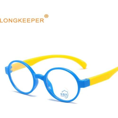 Anti Blue Light Kids Glasses Round Children Boy Girls Computer Optical Frame Blue Light Blocking Eyeglasses Flexible Soft Frame