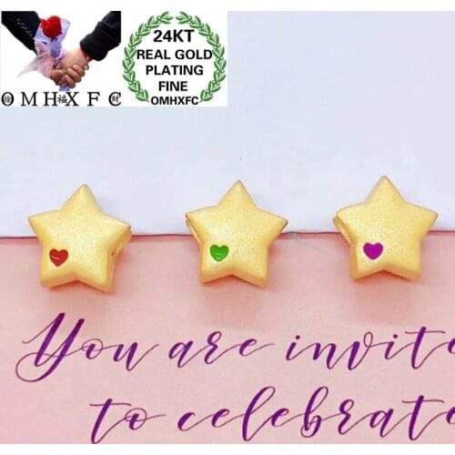OMHXFC Wholesale YM124 European Fashion Fine Woman Man Party Birthday Wedding Gift Star DIY Accessories 4KT Gold Pendant Charm