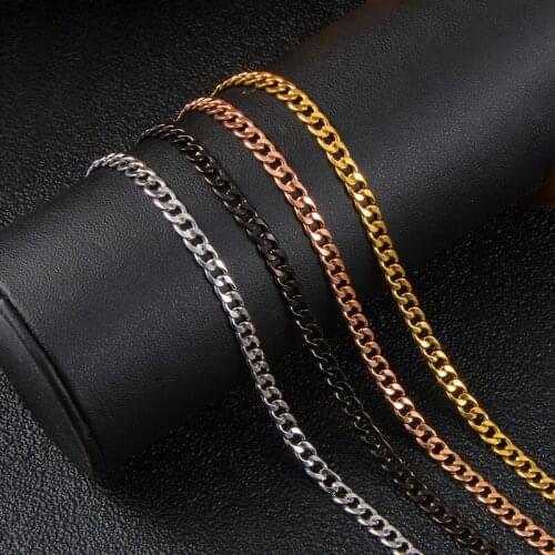 Stainless Steel Cuban Link Chains Necklaces For Men Women Jewelry Choker Collares Punk Vintage Stout Cute 4MM 5MM 6MM 8MM