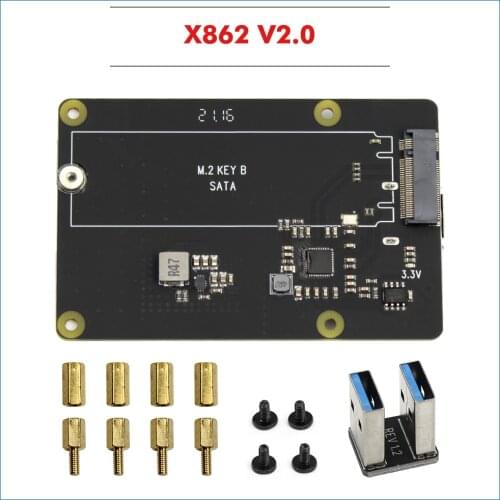 Raspberry Pi 4 Model B X862 M.2 2280/2260/2242/2230 SATA SSD Shield, X862 SSD Storage Expansion Board for Raspberry Pi 4B