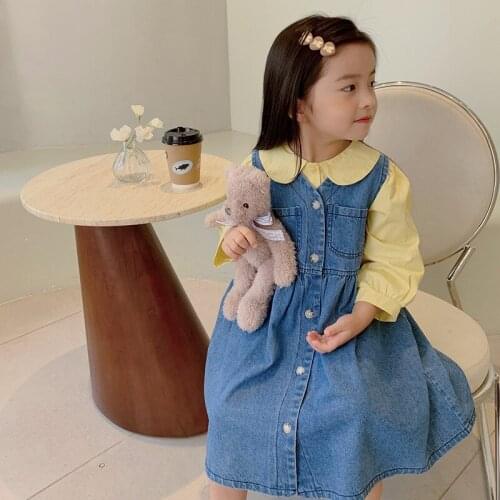Dress Knee-length Solid A-line Cotton Simple Casual Comfortable Delicate Spring Autumn Children Dress for Girls