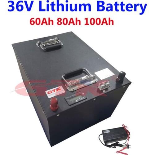 Customized 36V 60Ah 80Ah 100Ah lithium ion battery pack with BMS for solar energy storage solar system rickshaw+10A charger