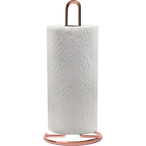 Standing Paper Towel Holder for Kitchen, Toilet, Pantry and Bathroom, Modern Decorative Countertop Rolls Holder- Gold