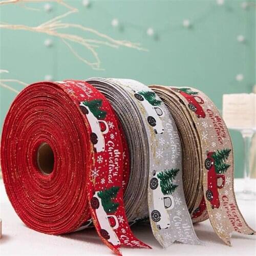 Christmas Ribbon Gift Box Bandage Christmas Tree Bow Decoration 2m Linen Ribbon Diy Material Bag