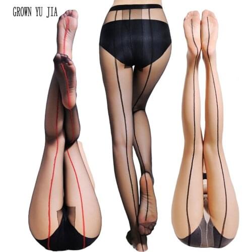 Sexy Womens Transparent Stockings back line Tights Stockings High Elastic Underwear Pantyhose Sexy Lingerie Female Hosiery