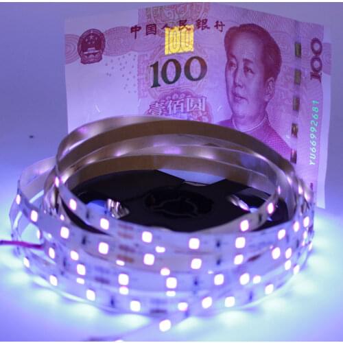 UV Led Strip light 2835 60led 120leds/m 395-405nm Ultraviolet Ray LED Diode Ribbon Purple Flexible Tape lamp for DJ Fluorescence