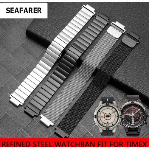 New Design Center Steel Belt Fit For TIMEX Watch T2n720 T2n721 T2n739 T49859 Convex Steel Chain For Mens Watch