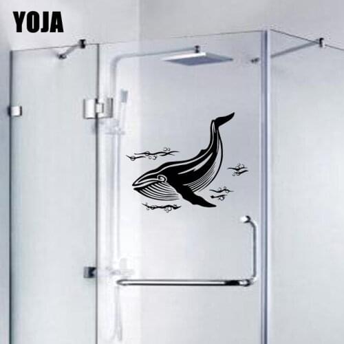YOJA 24x29CM Home Decor Accessories Whale Wall Sticker Bathroom Shower Glass Decal G2-0536